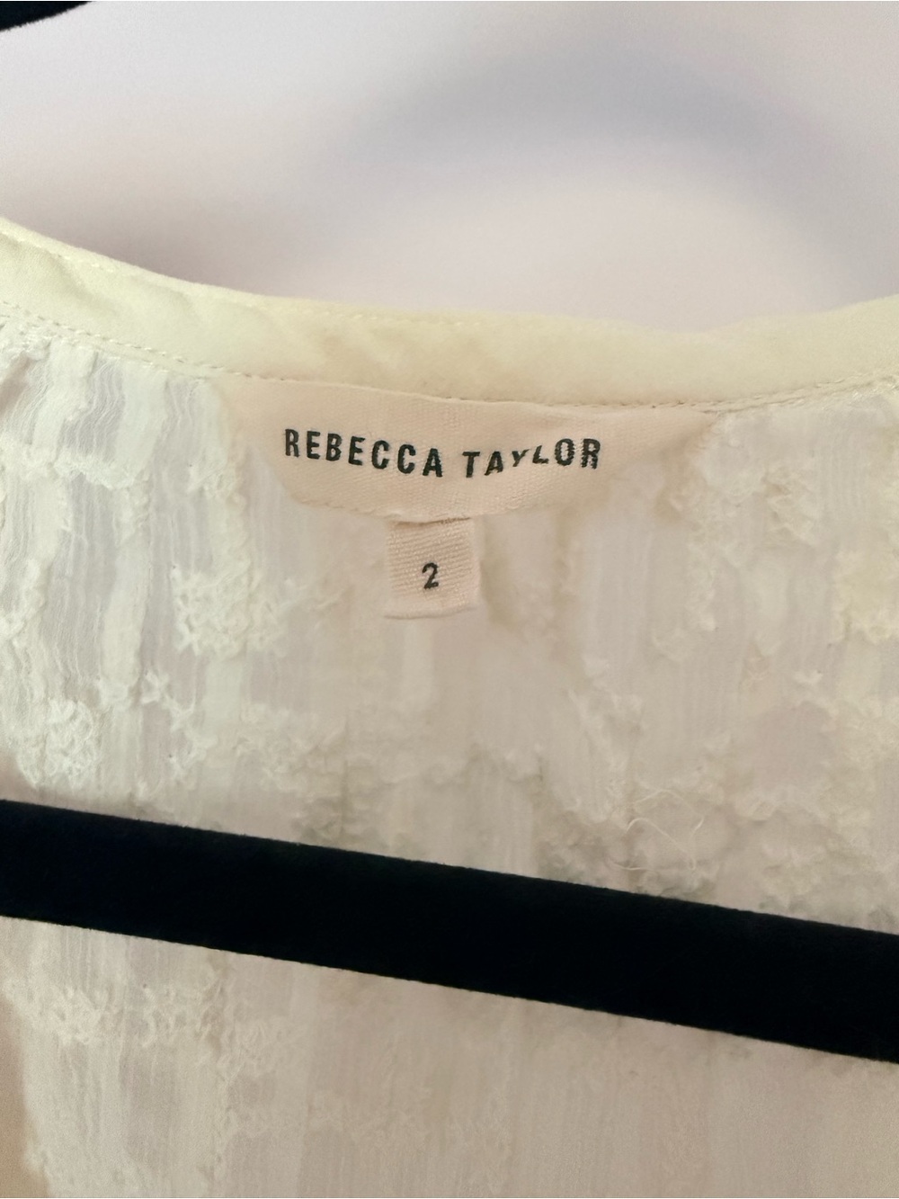 REBECCA TAYLOR White 100% Silk Embroidered Lace Blouse Top V-Neck Shabby Chic - Picture 3 of 9